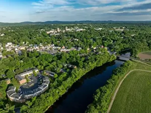 Afternoon spring aerial photo of the area surrounding the Village - Town of New Paltz, NY, USA 06/03/24