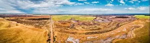 Rural Road Prints: Agricultural land in Australian outback - wide aerial pano