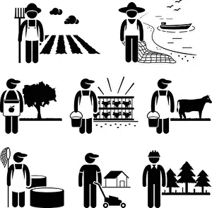 Agro Prints: Agriculture Plantation Farming Poultry Fishery Jobs Occupations Careers - Farmer