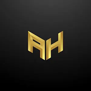 AH Logo Monogram Letter Initials Design Template with Gold and Black Background Vector icon modern