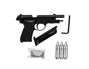 Imitation Prints: Air gun. Modern pneumatic weapon for air soft