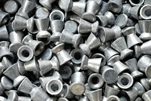 Cartridge Prints: Air gun pellets background. Horizontal image