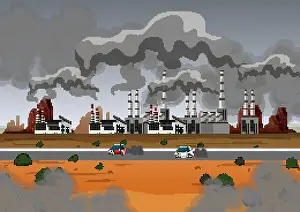 Eps10 Prints: Air pollution with factory and cars illustration