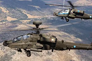 Fuselage Prints: Air-to-air view of a Hellenic Army Boeing AH-64DHA Apache Longbow attack helicopter during Athens Flying Week 2025