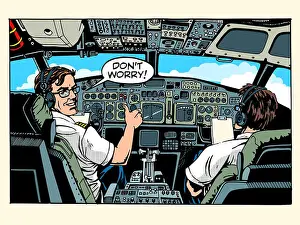 Worry Prints: Aircraft cockpit pilots airplane captain