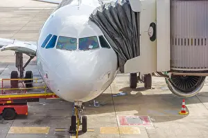 Taxiway Prints: Airplane at the airport with gangway
