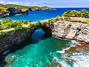 Airview of Broken Beach on Nusa Penida Island, Indonesia