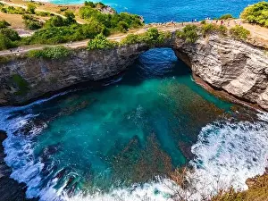 Airview of Broken Beach on Nusa Penida Island, Indonesia
