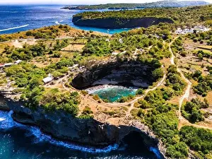 Klungkung Regency Prints: Airview of Broken Beach on Nusa Penida Island, Indonesia