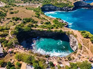 Klungkung Regency Prints: Airview of Broken Beach on Nusa Penida Island, Indonesia