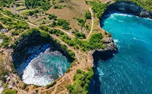 Klungkung Regency Prints: Airview of Broken Beach on Nusa Penida Island, Indonesia