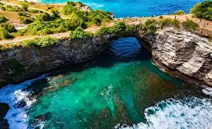 Airview of Broken Beach on Nusa Penida Island, Indonesia