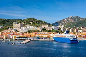 Ajaccio, Corsica, France coastal resorts skyline on the Mediterranean