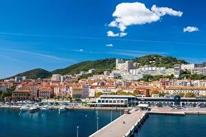 Images Dated 29th October 2014: Ajaccio, Corsica, France coastal skyline at the port
