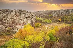 Flows Prints: Aktovsky Canyon in Ukraine surrounded large stone boulders