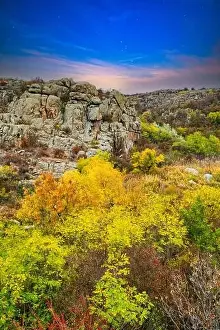 Flows Prints: Aktovsky Canyon in Ukraine surrounded large stone boulders