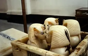 Alabaster canopic jars tomb of Tutankhamun Museum of Egyptian Antiquities, Cairo, Egypt 1998