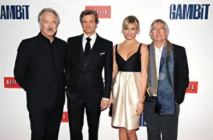 Cleavage Prints: Alan Rickman, Cameron Diaz, Tom Courtenay and Colin Firth arriving on the red carpet at the world premiere of Gambit