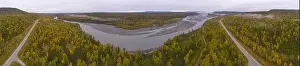 Old Park Prints: Alaska Route 3 aka George Parks Highway and Susitna River aerial view in fall