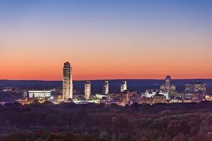 Images Dated 6th October 2016: Albany, New York, USA city skyline at dusk in early autumn