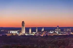 Statehouse Prints: Albany, New York, USA city skyline at dusk in early autumn