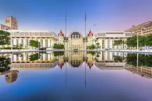 Statehouse Prints: Albany, New York, USA at the New York State Capitoll at dusk