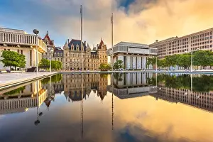 Albany, New York, USA at the New York State Capitoll at dusk