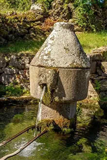 Auvergne Rhone Alpes Prints: Albepierre Bredons, fountain of Bredons near murat city