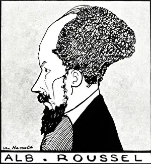 Classical Music Prints: Albert Roussel, French composer, 1869-1937. Profile drawing. Ian Hassack (dates not known)