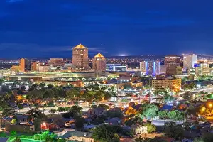 Albuquerque, New Mexico, USA downtown cityscape at night