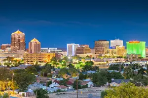 Albuquerque, New Mexico, USA downtown cityscape at twilight