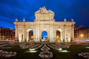 Images Dated 12th April 2018: The Alcala Door (Puerta de Alcala) is a one of the Madrid ancient doors of the city of Madrid, Spain