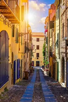 Alghero old town, Alghero street view on a beautiful day