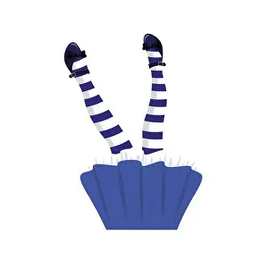 Wonderland Prints: Alice falling in the hole wearing striped tights and blue skirt
