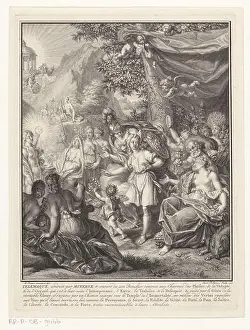 Moral Prints: Allegorical performance with Telemachus and Minerva; Title page for: François de Fénelon