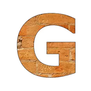 Typeset Prints: Alphabet capital letter G - Font on brick texture