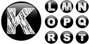 Charcoal Prints: Alphabet Chalk Letters in shiny Black Buttons