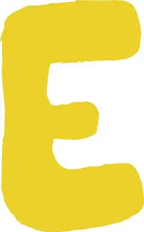 Brushes Prints: Alphabet E letter Hand Drawn illustration element for kids kindergarten and preschool education