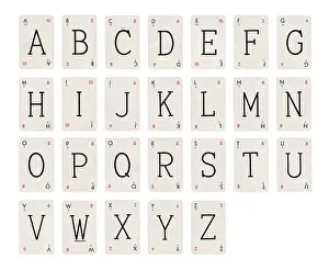 Card Game Prints: Alphabet playing cards, isolated on a white background