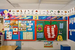 Primary School Prints: Alphabet posters displayed in kindergarten classroom. © Myrleen Pearson