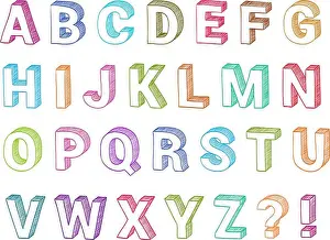 Scribble Prints: Alphabet set 3d form hand drawn vector