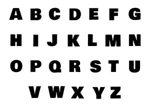 Fonts Prints: Alphabet set illustration black bold letters on white background