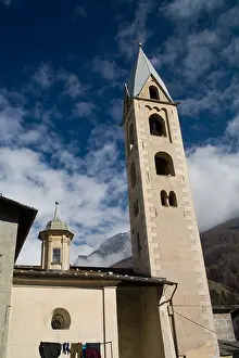 Laundry Prints: Alpine village with little church