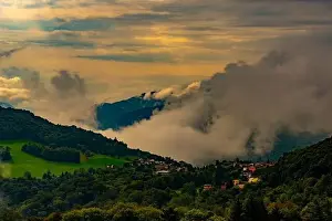 Alpine Village Novaggio in the Clouds with Mountain View in Ticino, Switzerland