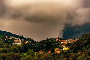 Alpine Village Novaggio in the Clouds with Mountain View in Ticino, Switzerland