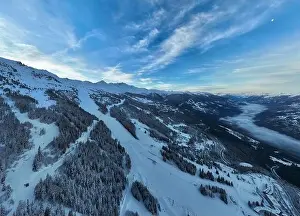 Time Lapse Prints: Alps Cold Mountain Snow Tourism Sport Eco Travel Mountains Landscape Drone Aerial Flight Over French Alps Mountain