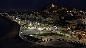 Costa Prints: Altea, Spain - December 07, 2022: Aerial view of the new modern design park and the promenade of Altea (Alicante)