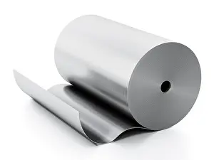 Bending Prints: Aluminum sheet roll isolated on white background. 3D illustration