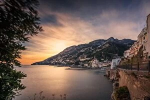 Images Dated 24th February 2022: Amalfi, Italy coastal town skyline on the Tyrrhenian Sea