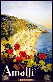 Amalfi Prints: Amalfi, vintage travel poster by Mario Borgoni, 1910-1920